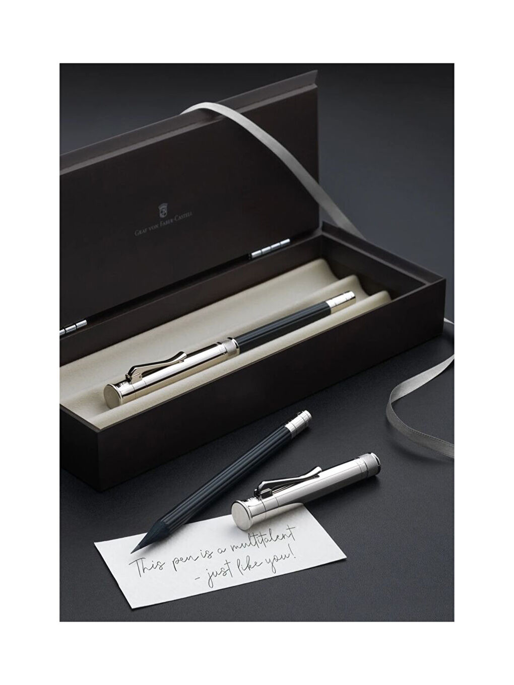 İdeal Kalem, Platin Kaplı, Siyah, Monteli Kalemtıraş ve Silgi, Zarif Görünüm,Hediye Kutulu-4