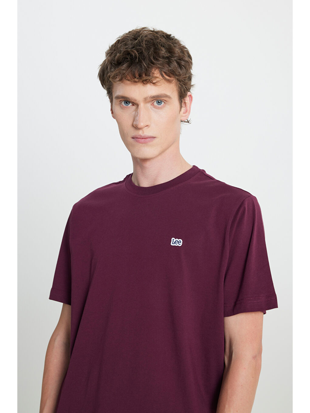 Regular Fit Normal Kesim Bisiklet Yaka %100 Pamuk Bordo Tişört-3