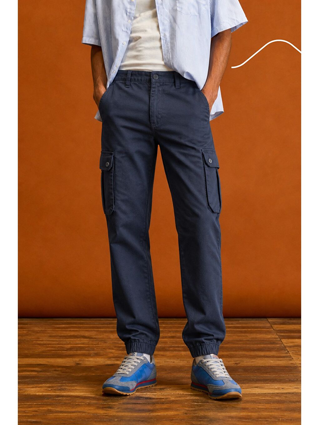 Gri Erkek Slim Fit Körüklü Jogger Paçası Lastikli Pantolon-1