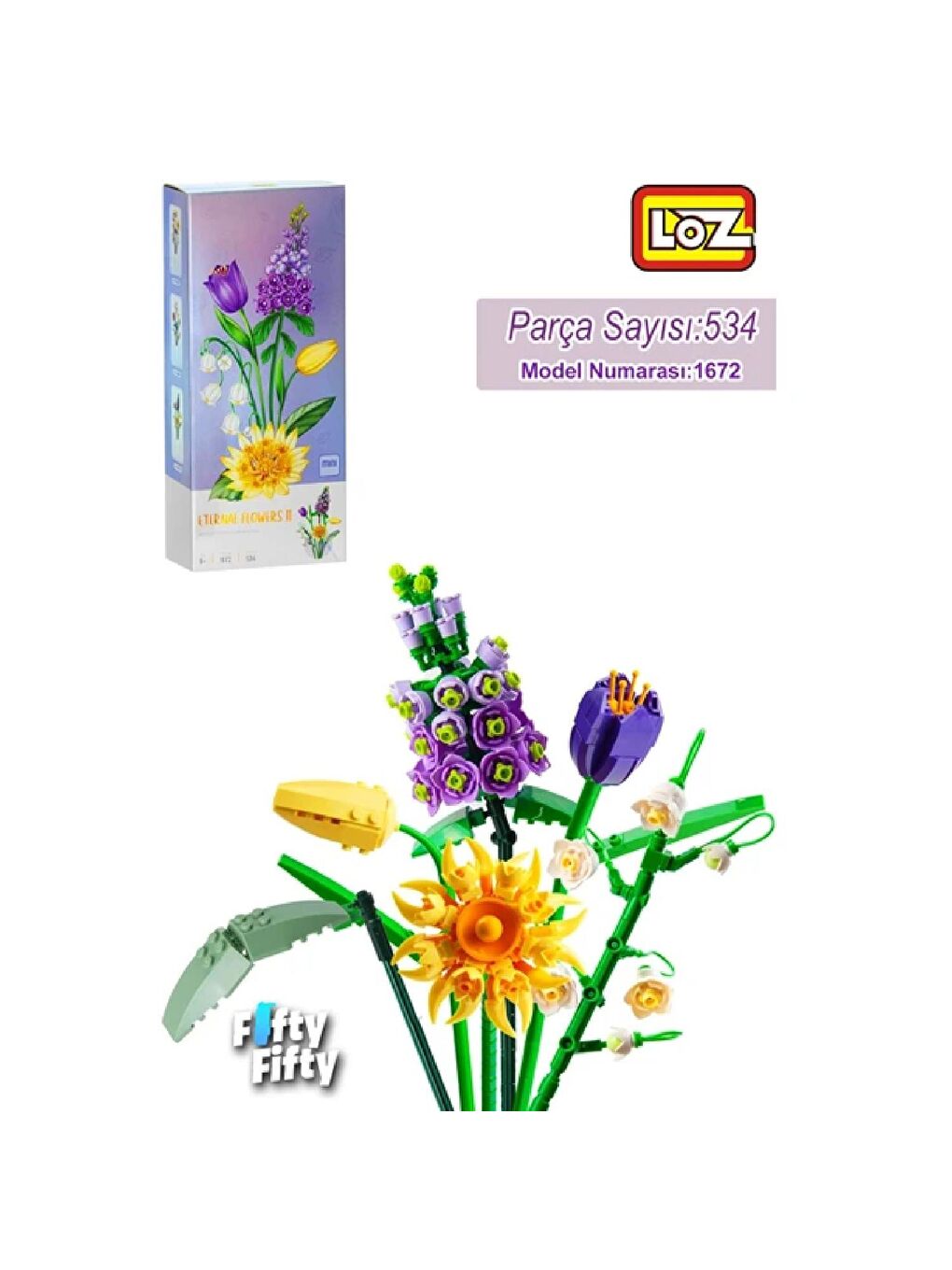 Loz Mini Eternal Flowers Lale Zambak Yapraklar Block Lego Yapı Oyuncağı 534 Parça (LZ1672)