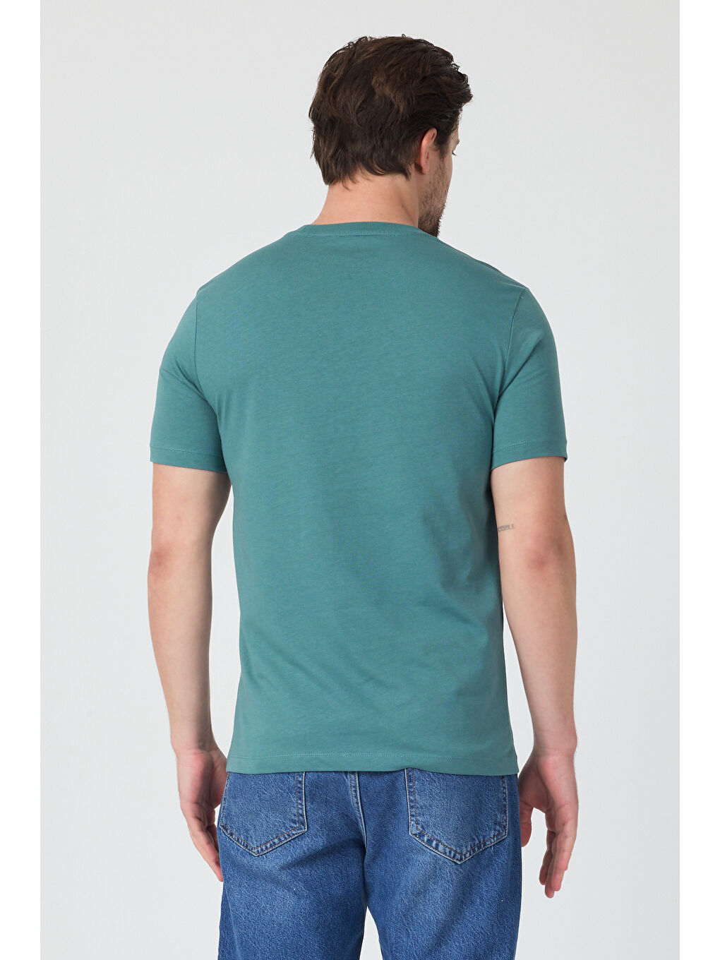 Petrol Erkek Bisiklet Yaka T-shirt 6212-3