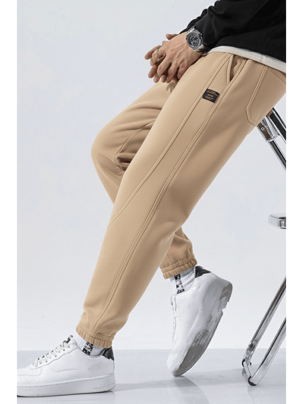 Bej Genıus Store Erkek Eşofman İçi Polarlı Bağcıklı Bel Jogger Spor Eşofman Altı SPOR-ESF001-1