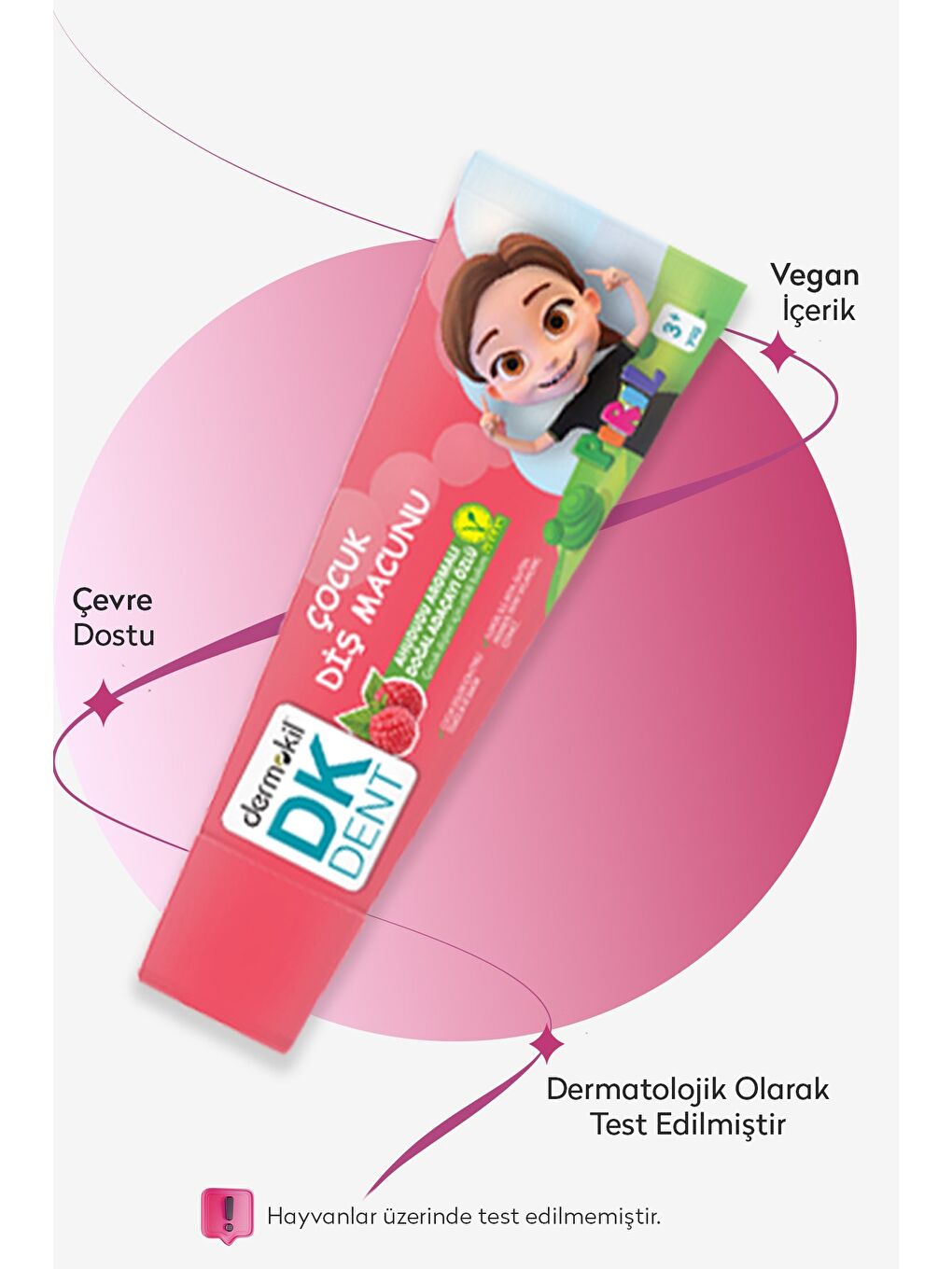 Ahududu Aromalı Florürsüz Vegan Çocuk Diş Macunu - PIRIL 50 ml x 2 Adet-2