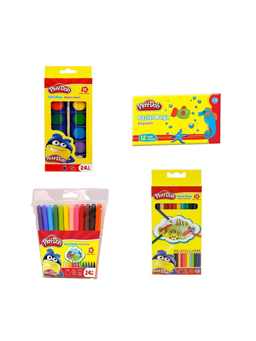 4 lü Boya Seti ( Kuru- Keçeli- Sulu- Pastel Boya)