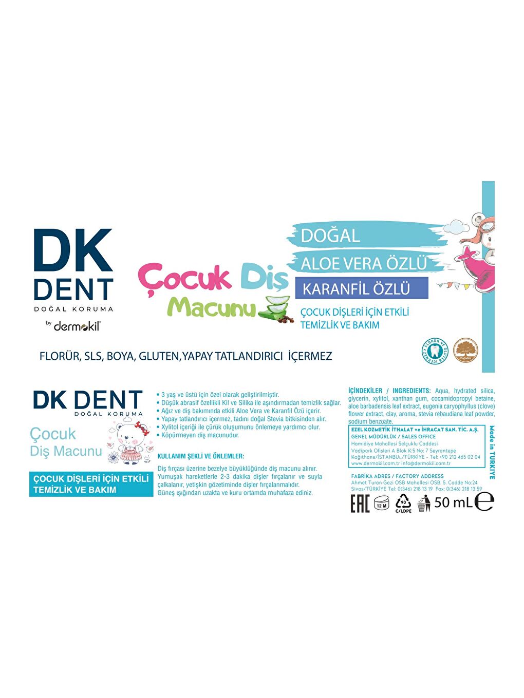 Karanfil Özlü Çocuk Diş Macunu 50 ml x 2 Adet-4