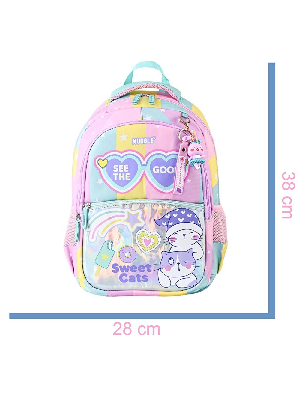 3 Bölmeli Good Be Kind Okul Çantası + Kalemlik Pembe-Yeşil 2 Li Set-2