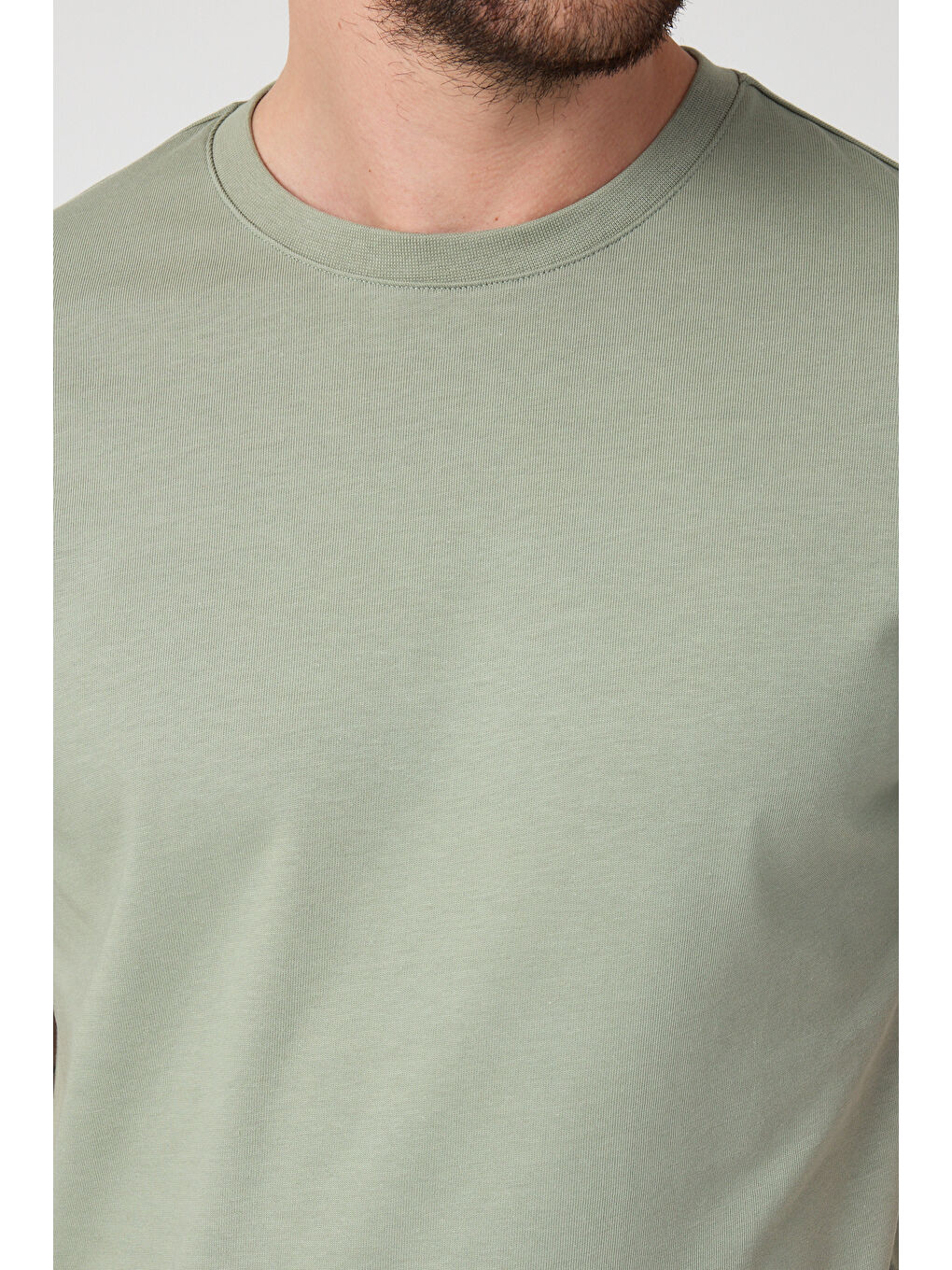 Haki Erkek Bisiklet Yaka T-shirt 6212-4