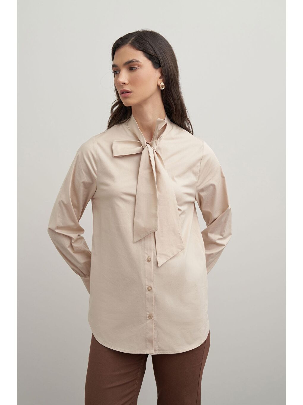 Bej-Fiyonk Yakalı Gömlek-3