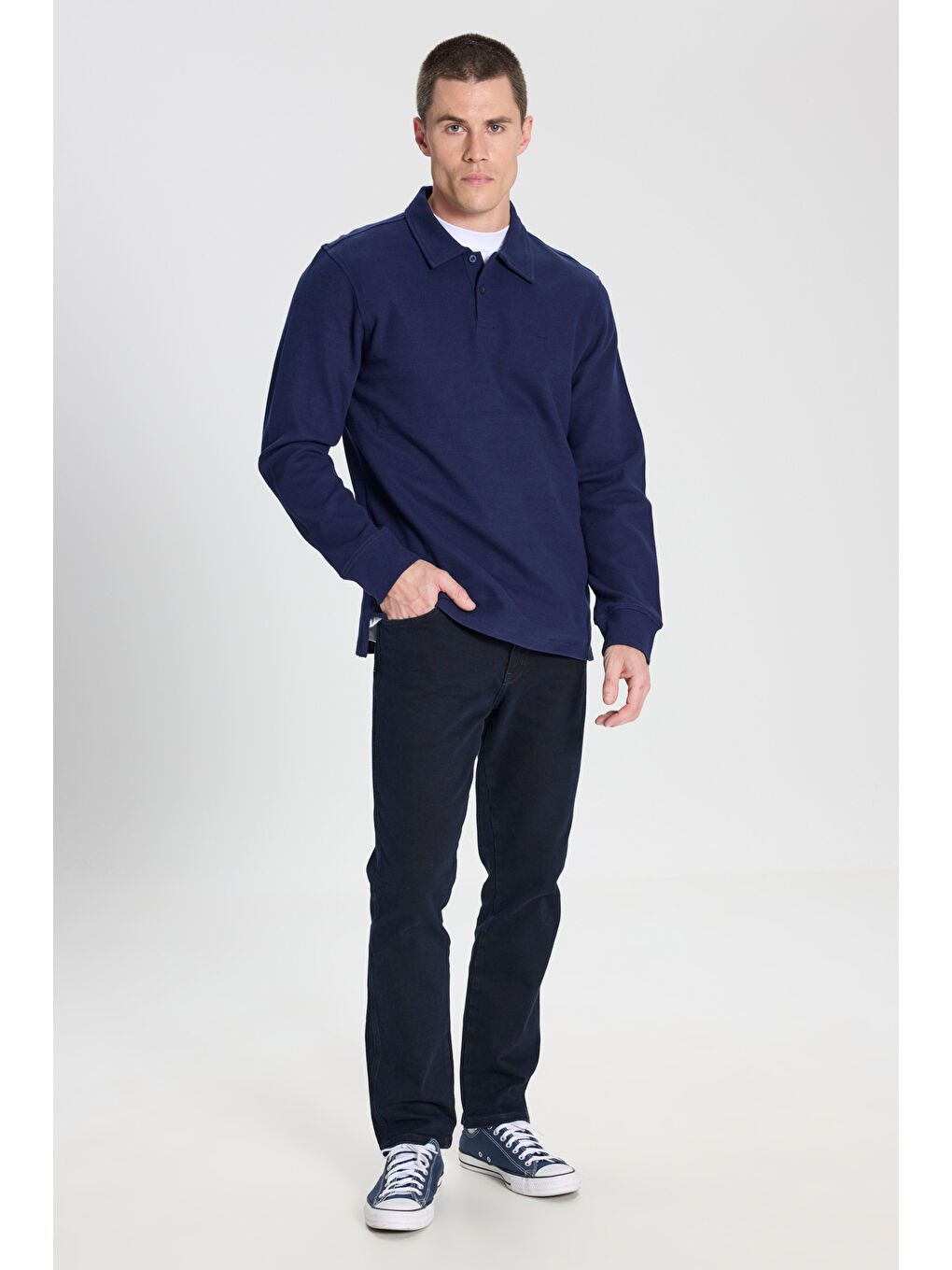 Regular Fit Normal Kesim Lacivert Polo Yaka Tişört-2