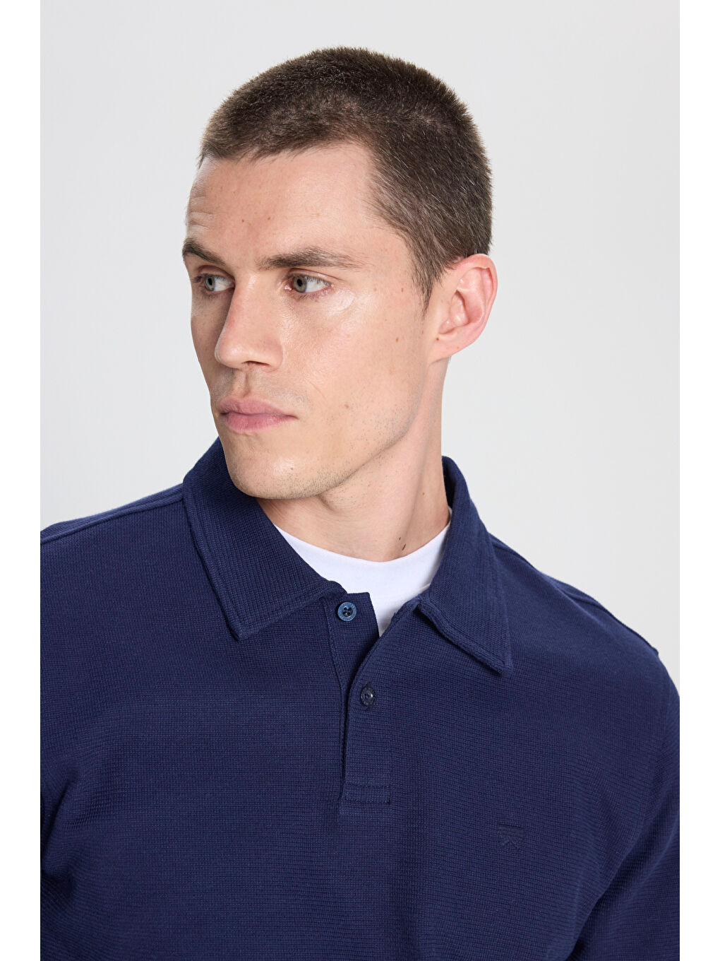 Regular Fit Normal Kesim Lacivert Polo Yaka Tişört-3