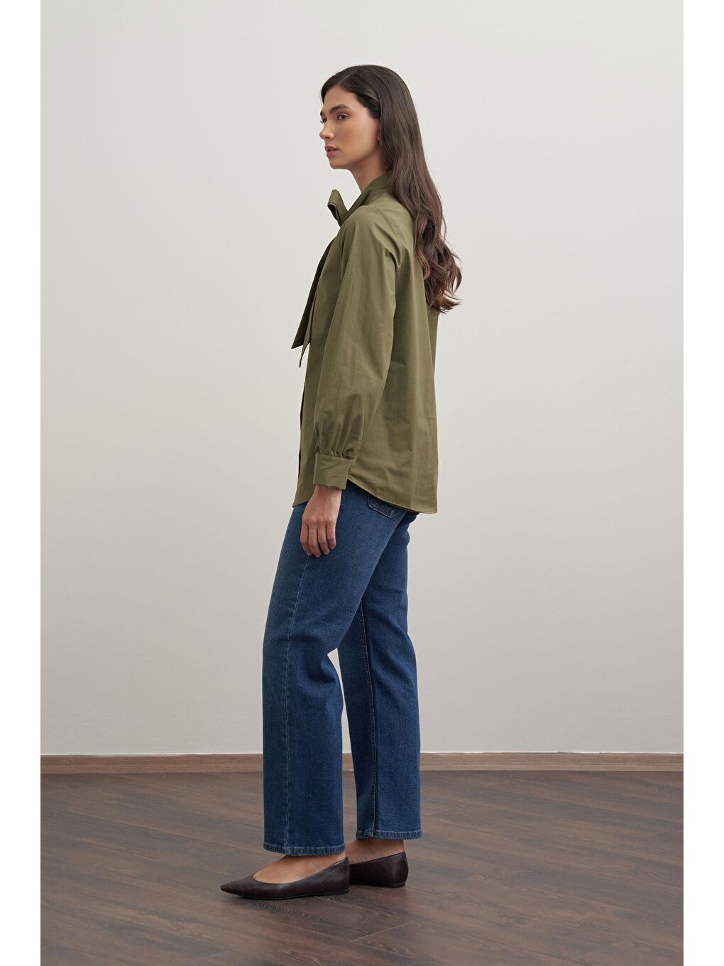 Haki-Fiyonk Yakalı Gömlek-2