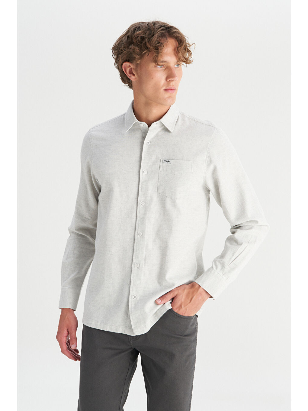 %100 Pamuk Regular Fit Normal Kesim Gri Gömlek