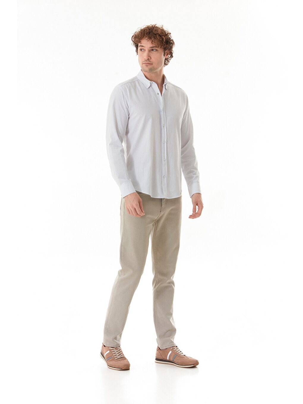 Beyaz Basic Çıtçıtlı Gabardin %100 Pamuk Gömlek-2