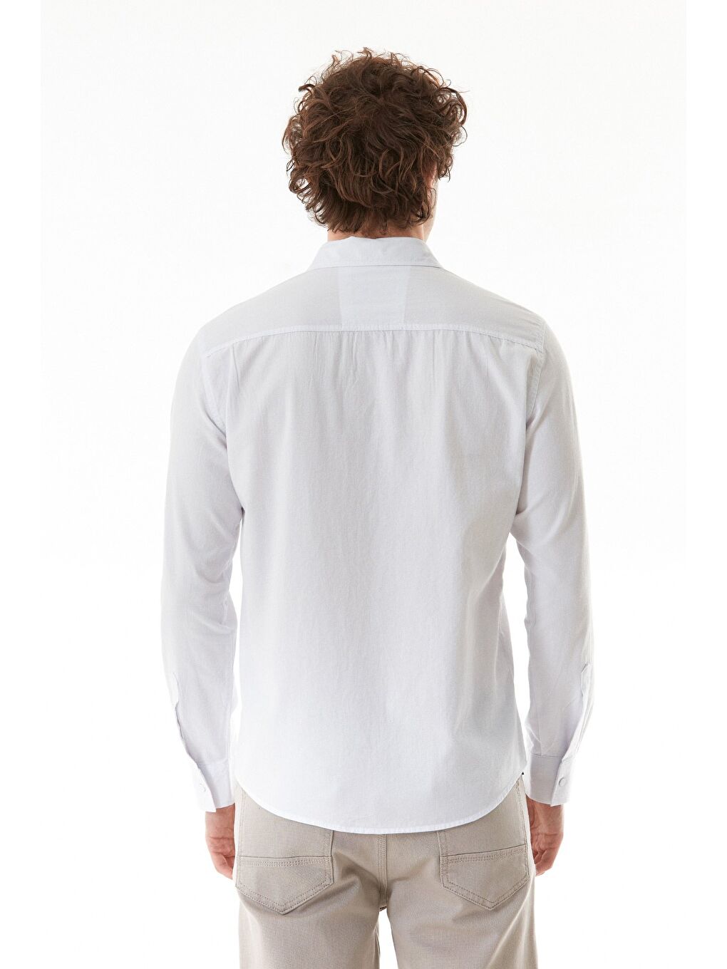 Beyaz Basic Çıtçıtlı Gabardin %100 Pamuk Gömlek-3