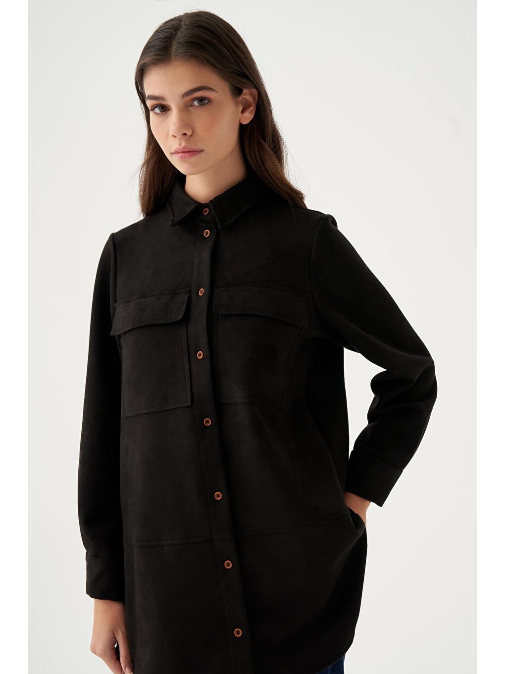 Siyah-Kapak Cepli Uzun Scuba Gömlek-3