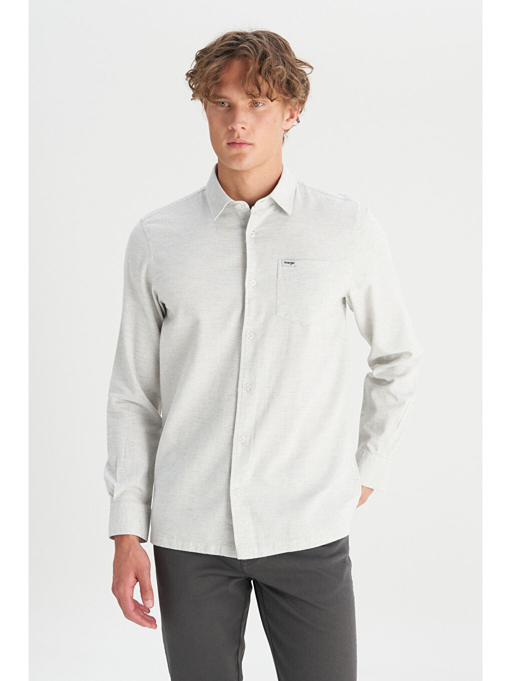 %100 Pamuk Regular Fit Normal Kesim Gri Gömlek-2