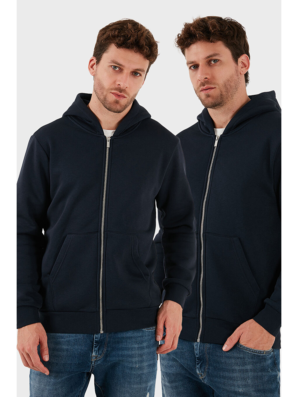 Lacivert Regular Fit Kapüşonlu Kışlık 2'li Paket Sweat 5905340S2