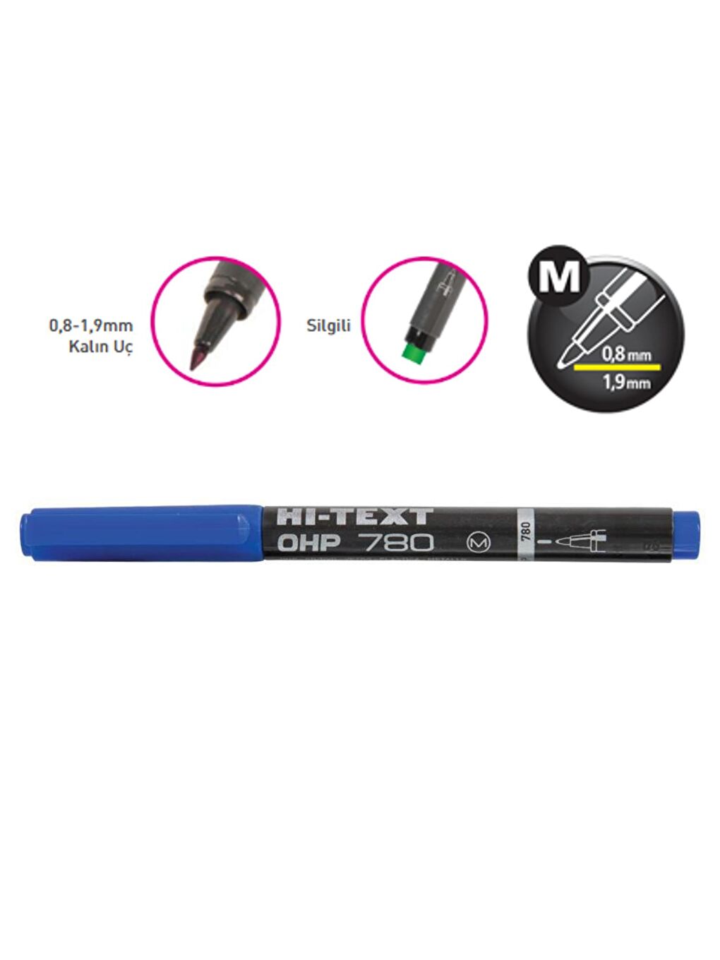 780 M Asetat Kalemi Mavi 12 Adet-1