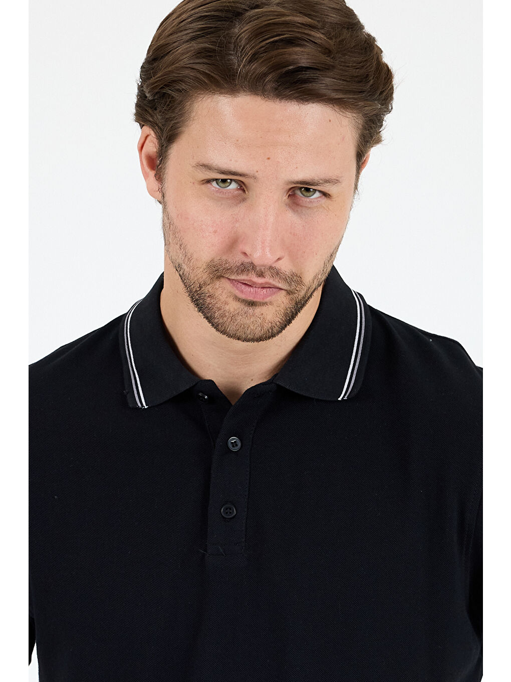 Siyah Erkek Polo Yaka Kısa Kollu Tişört – %95 Pamuk %5 Elastan – Esnek, ve Rahat Erkek Tişört 0039-2