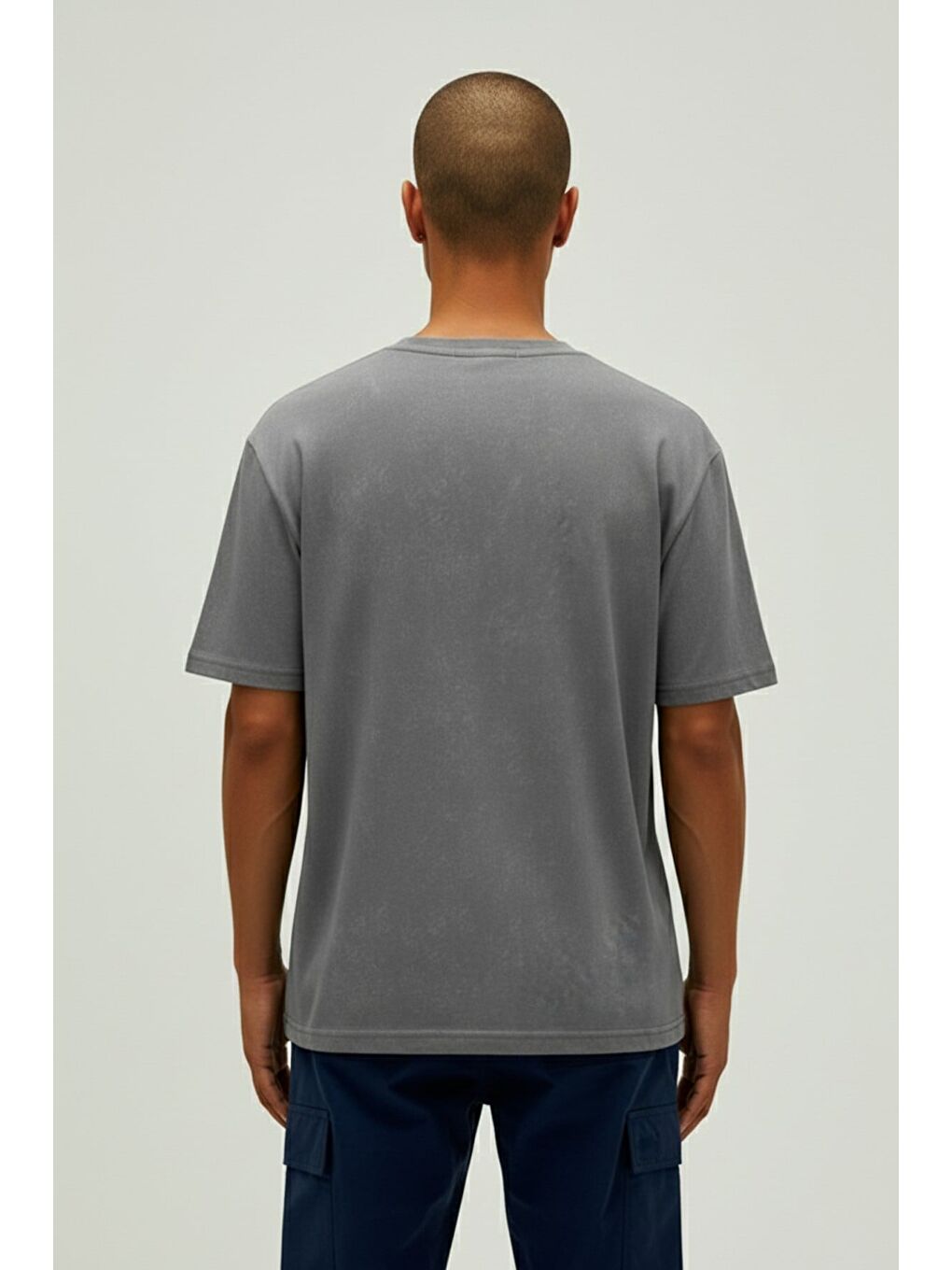 Gri Garment Asfalt Basic Erkek Tişört-2