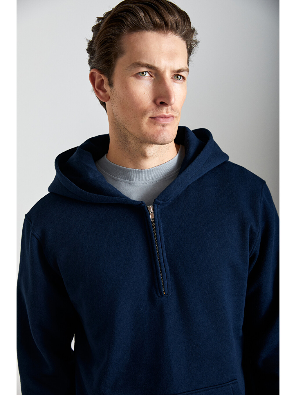 Cancelled Erkek Pamuk Kapüşonlu Fermuarlı Yaka Lacivert Sweatshirt-3