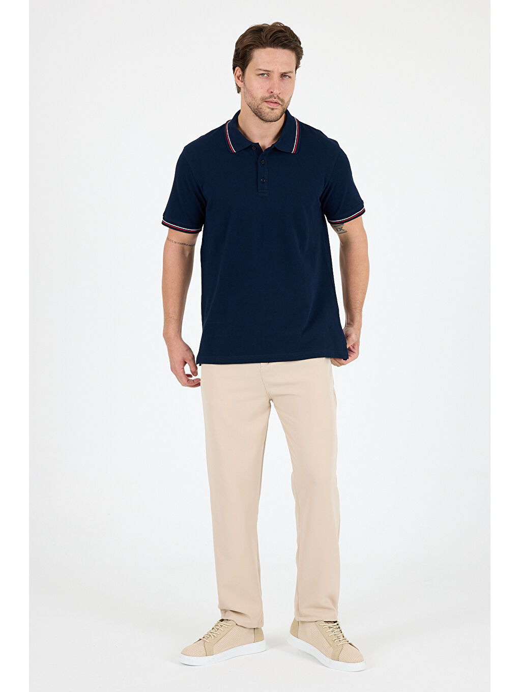 Lacivert Erkek Polo Yaka Kısa Kollu Tişört – %95 Pamuk %5 Elastan – Esnek, ve Rahat Erkek Tişört 0039-2