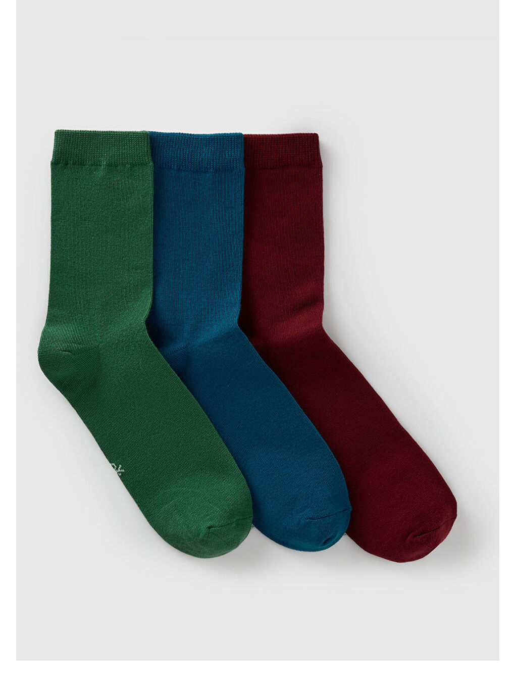 Unisex Bordo-Yeşil-Mavi 3'lü Soket Çorap