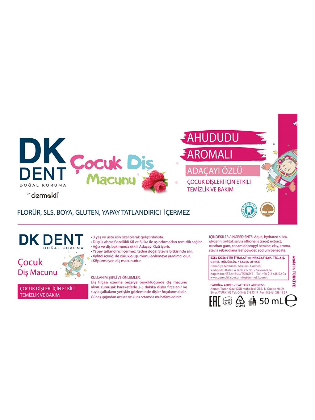 Ahududu Aromalı Çocuk Diş Macunu 50 ml x 2 Adet-4