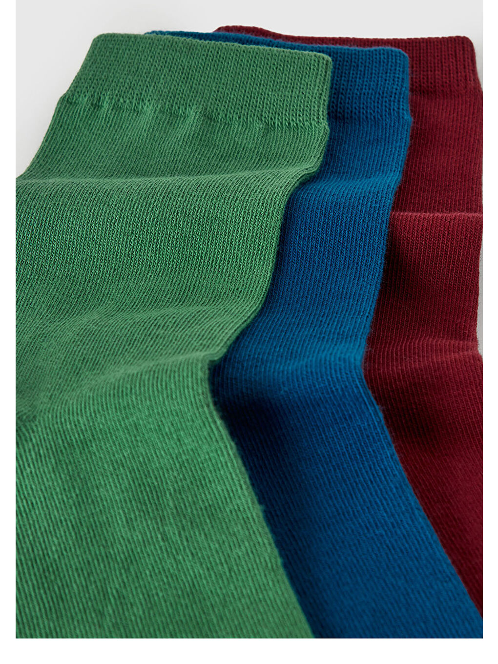 Unisex Bordo-Yeşil-Mavi 3'lü Soket Çorap-1