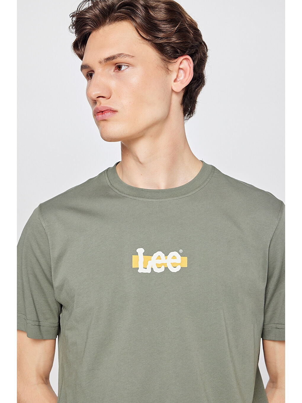Haki Erkek Logo Baskılı Tişört-3