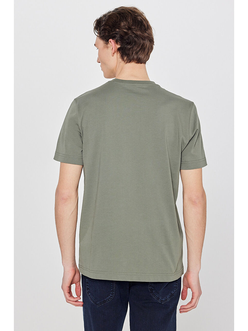 Haki Erkek Logo Baskılı Tişört-4