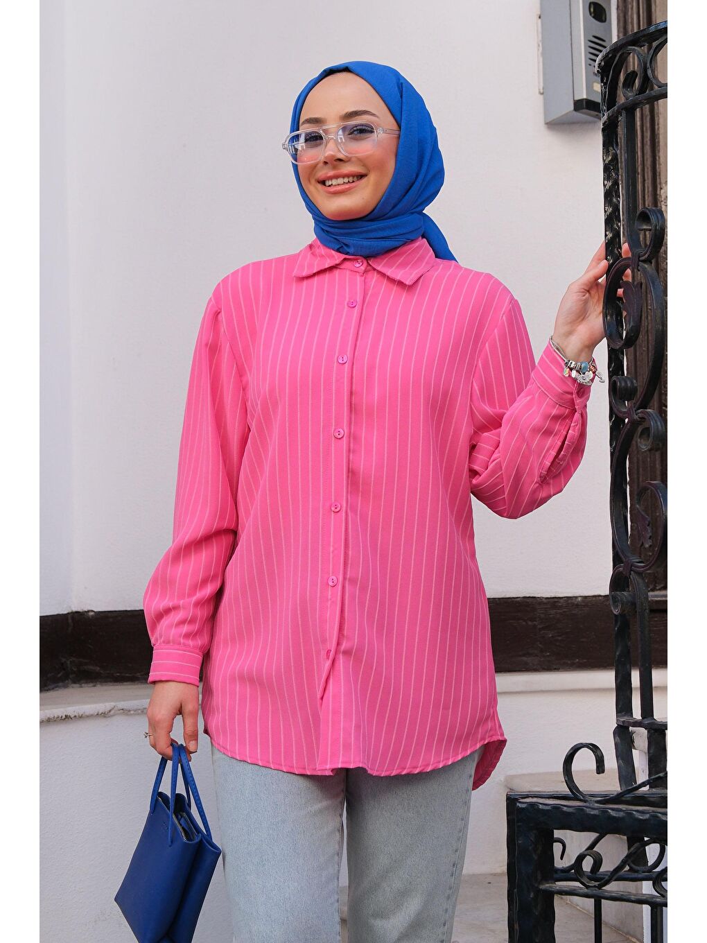 Çizgili Gömlek Fuşya
