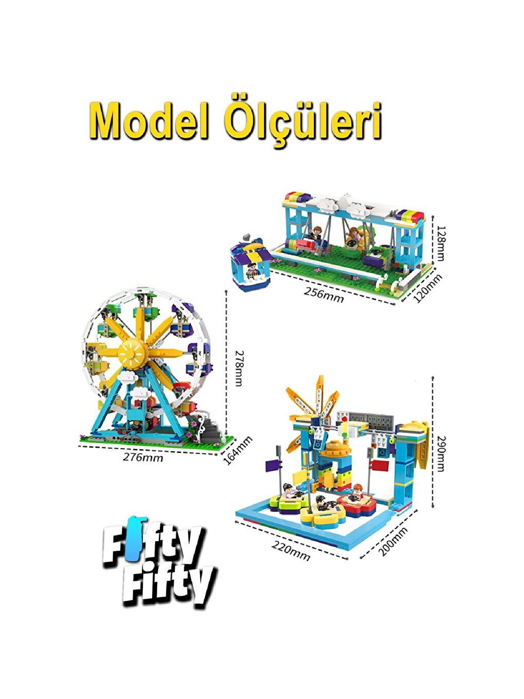 Jaki 3 Set Birlikte Lunapark Block Lego Yapı Oyuncağı 1107 Parça (JK2180)-2