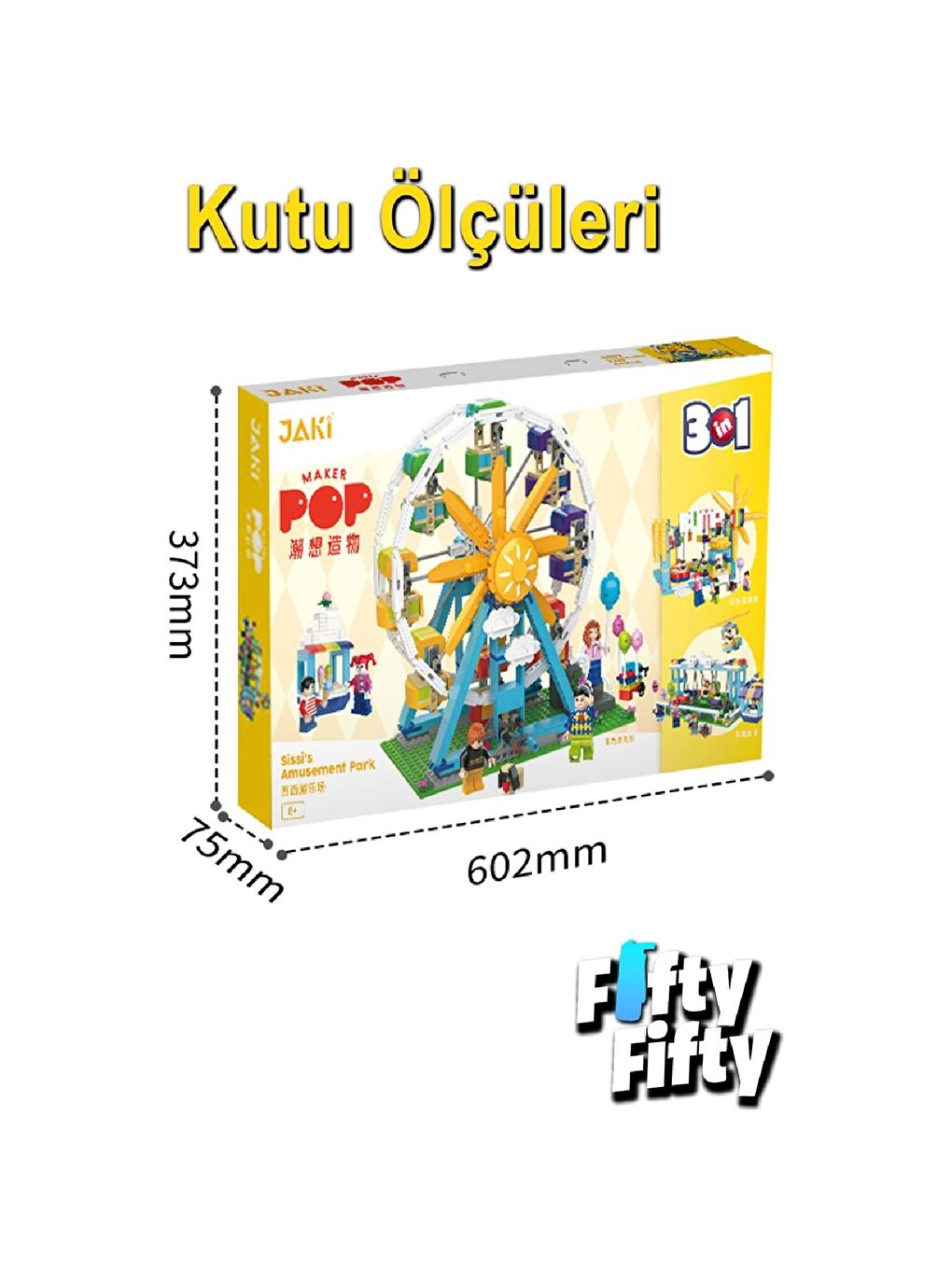 Jaki 3 Set Birlikte Lunapark Block Lego Yapı Oyuncağı 1107 Parça (JK2180)-3