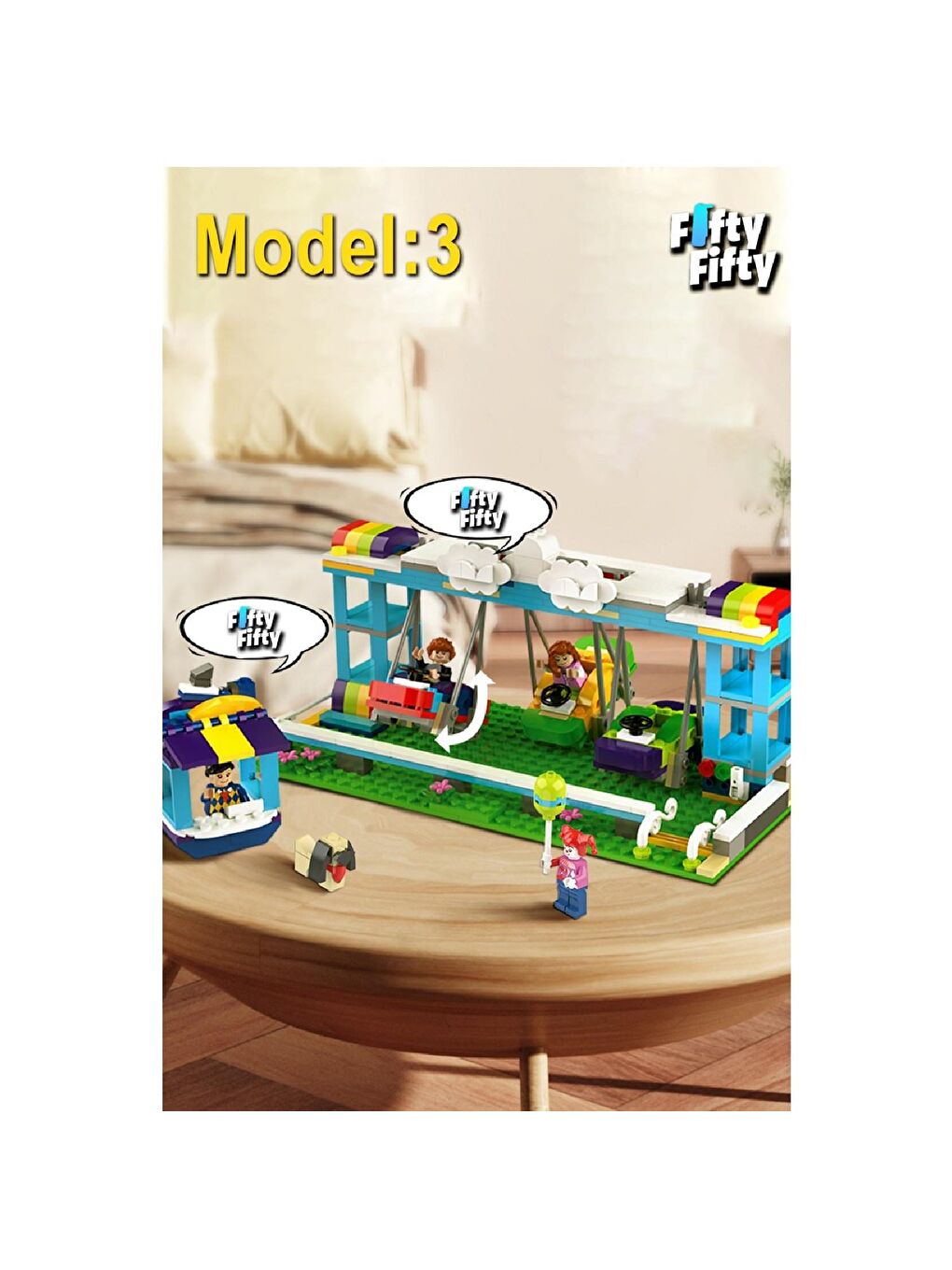 Jaki 3 Set Birlikte Lunapark Block Lego Yapı Oyuncağı 1107 Parça (JK2180)-4