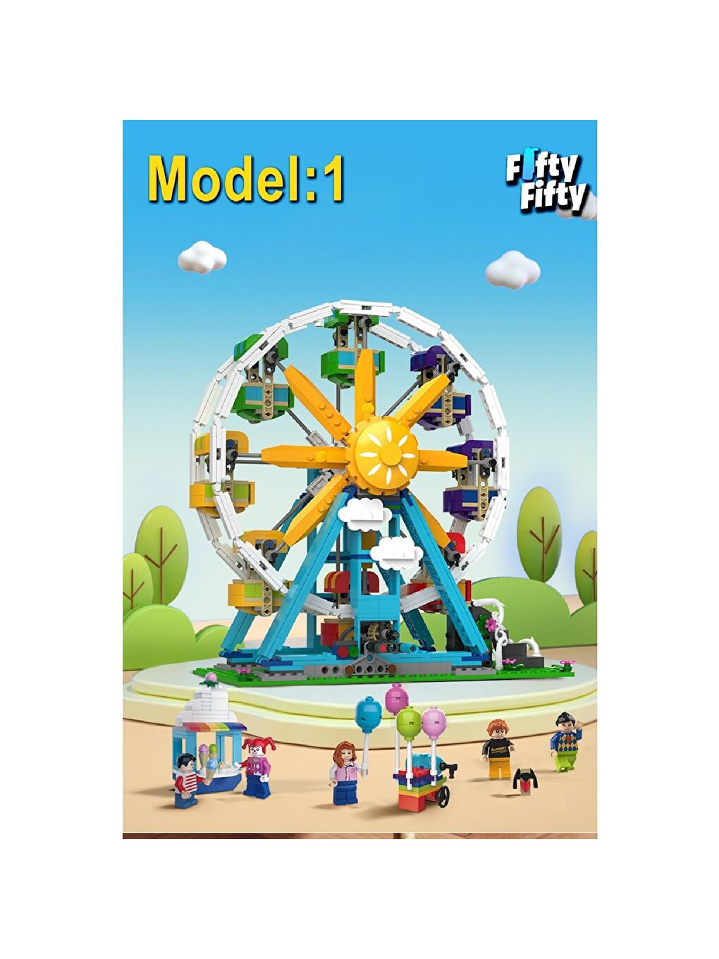 Jaki 3 Set Birlikte Lunapark Block Lego Yapı Oyuncağı 1107 Parça (JK2180)-5
