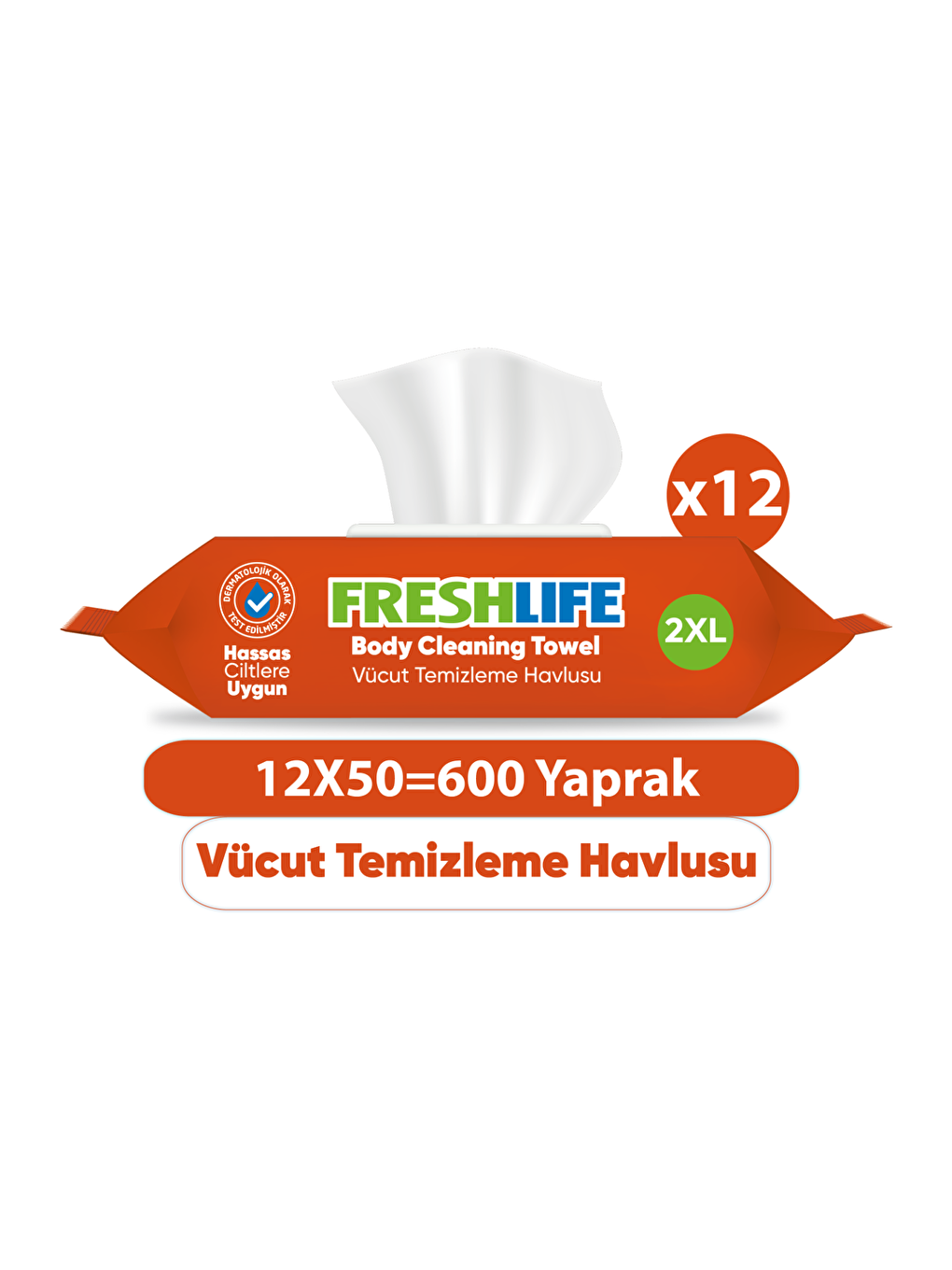 FRESHLIFE Vücut Temizleme Havlusu 12x50 (600 Yaprak)