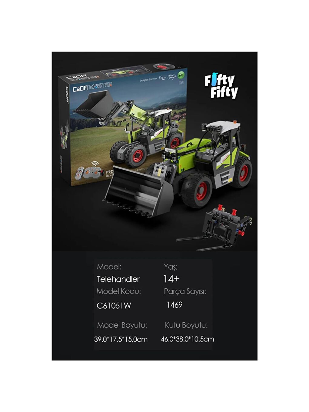 Cada Teleskopik Yükleyici Kepçe Block Lego Yapı Oyuncağı 1469 Parça (C61051W)-1