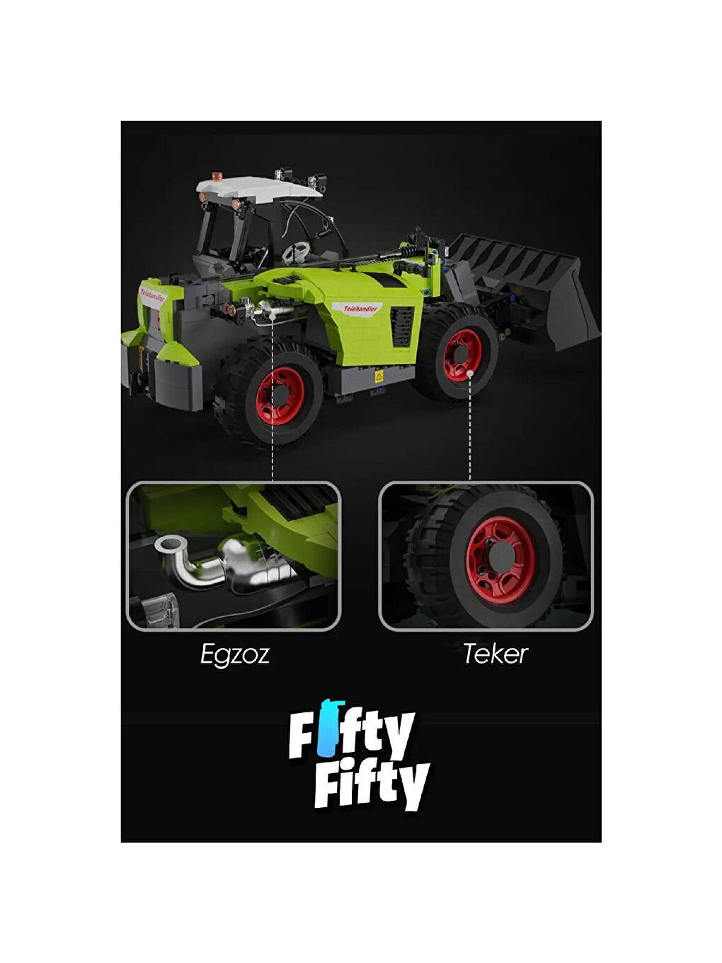 Cada Teleskopik Yükleyici Kepçe Block Lego Yapı Oyuncağı 1469 Parça (C61051W)-2