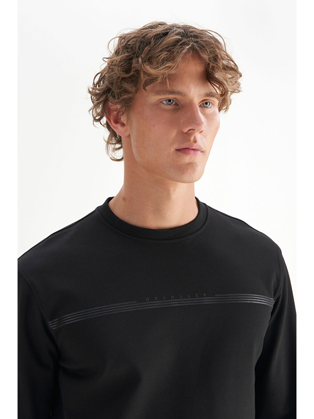 Siyah Pamuklu Regular Fit Bisiklet Yaka Sweatshirt-3