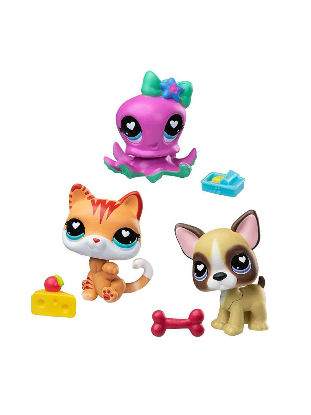 Minişler 3’lü Figür Seti S4 Kedi-Ahtapot-Boston Terrier Köpek-1