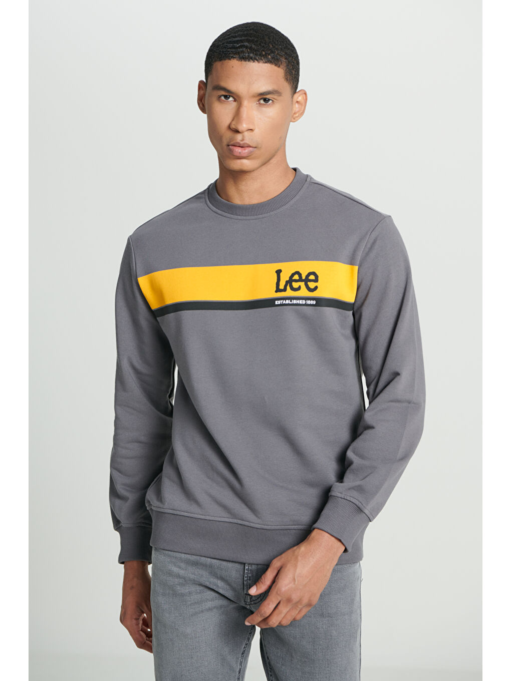 Regular Fit Normal Kesim Bisiklet Yaka Antrasit Sweatshirt-1