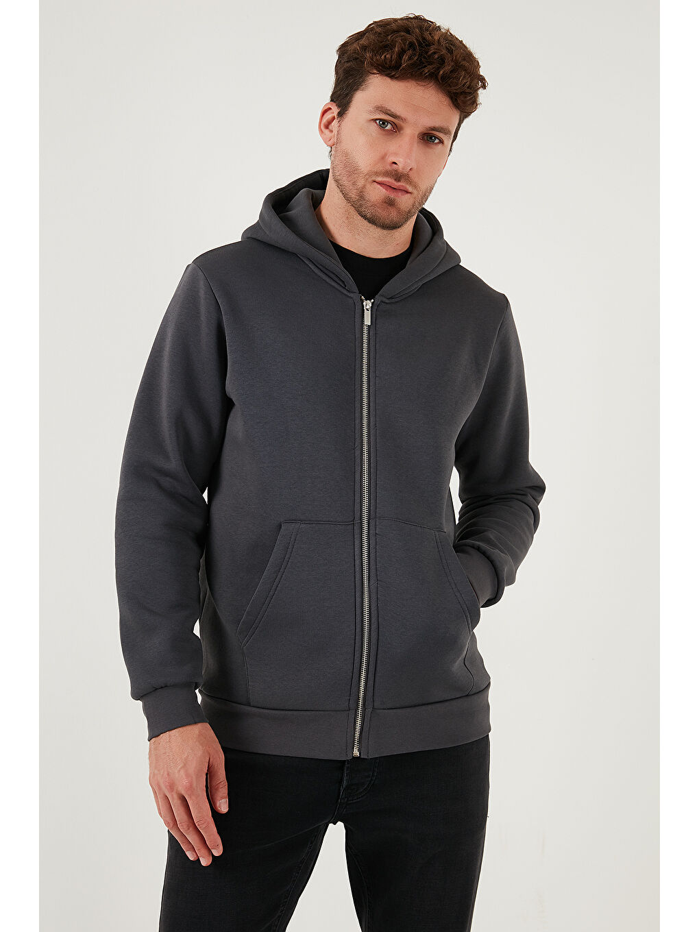 Antrasit Regular Fit Kapüşonlu Kışlık 2'li Paket Sweat 5905340S2-1