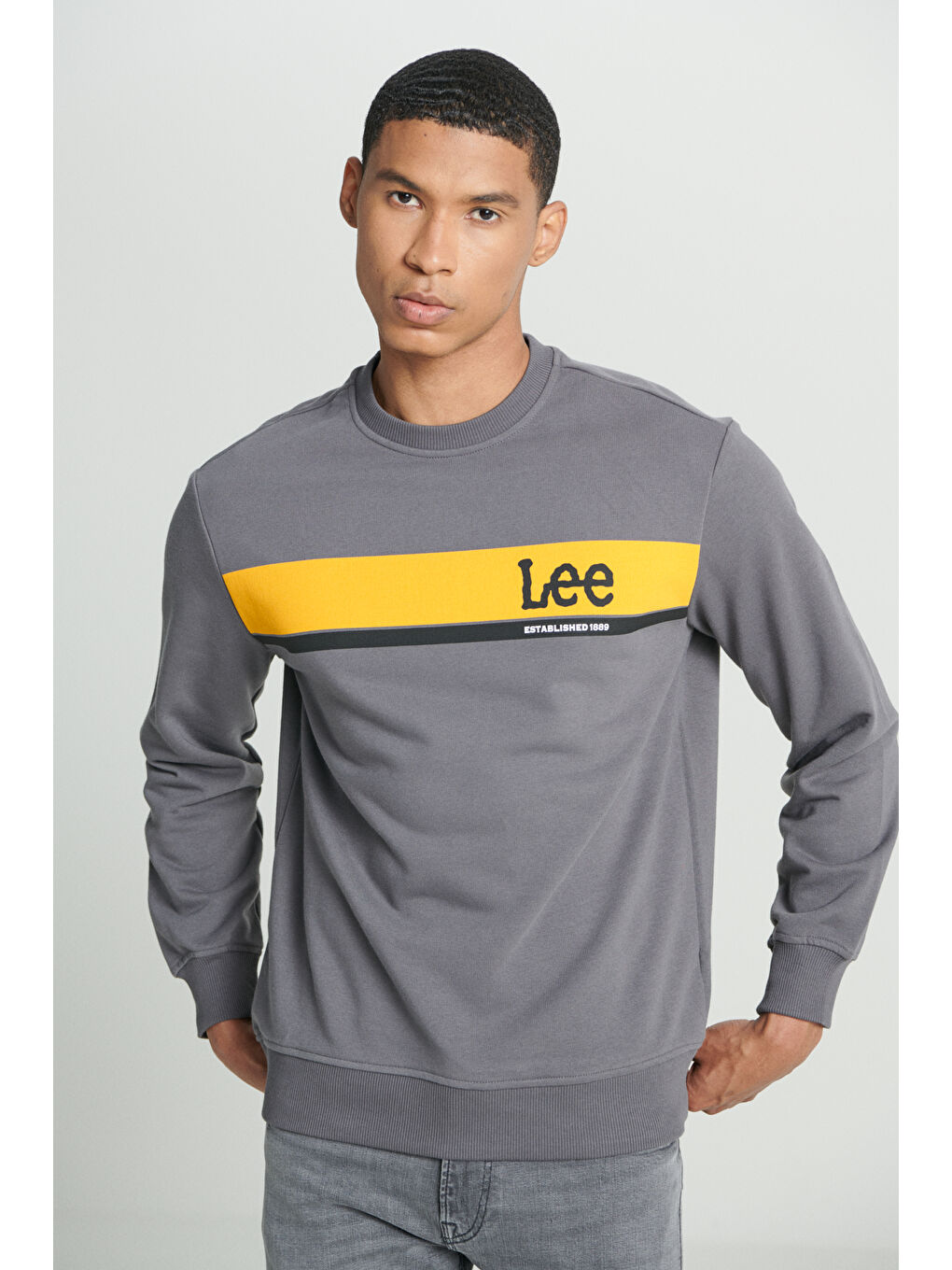 Regular Fit Normal Kesim Bisiklet Yaka Antrasit Sweatshirt-2