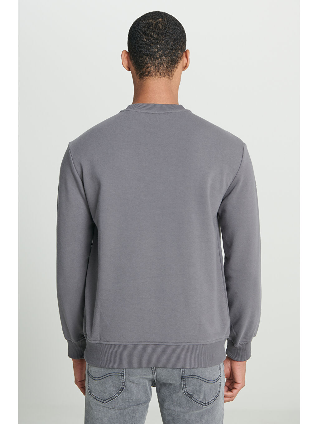 Regular Fit Normal Kesim Bisiklet Yaka Antrasit Sweatshirt-5
