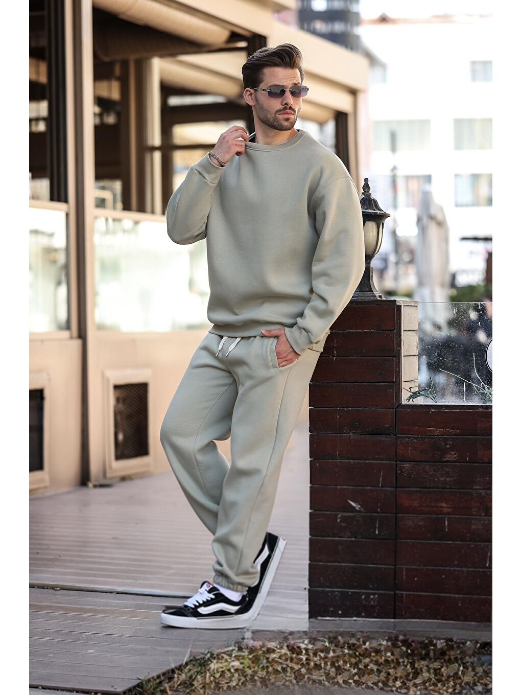 Mint Yeşili Bisiklet Yaka Basic Eşofman Takımı E7329