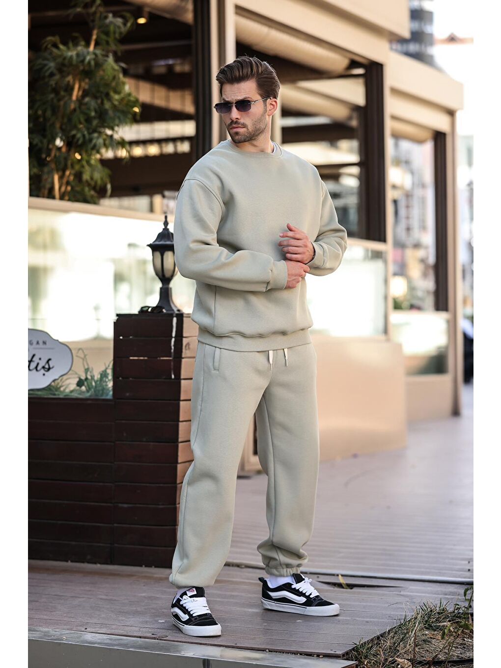 Mint Yeşili Bisiklet Yaka Basic Eşofman Takımı E7329-2