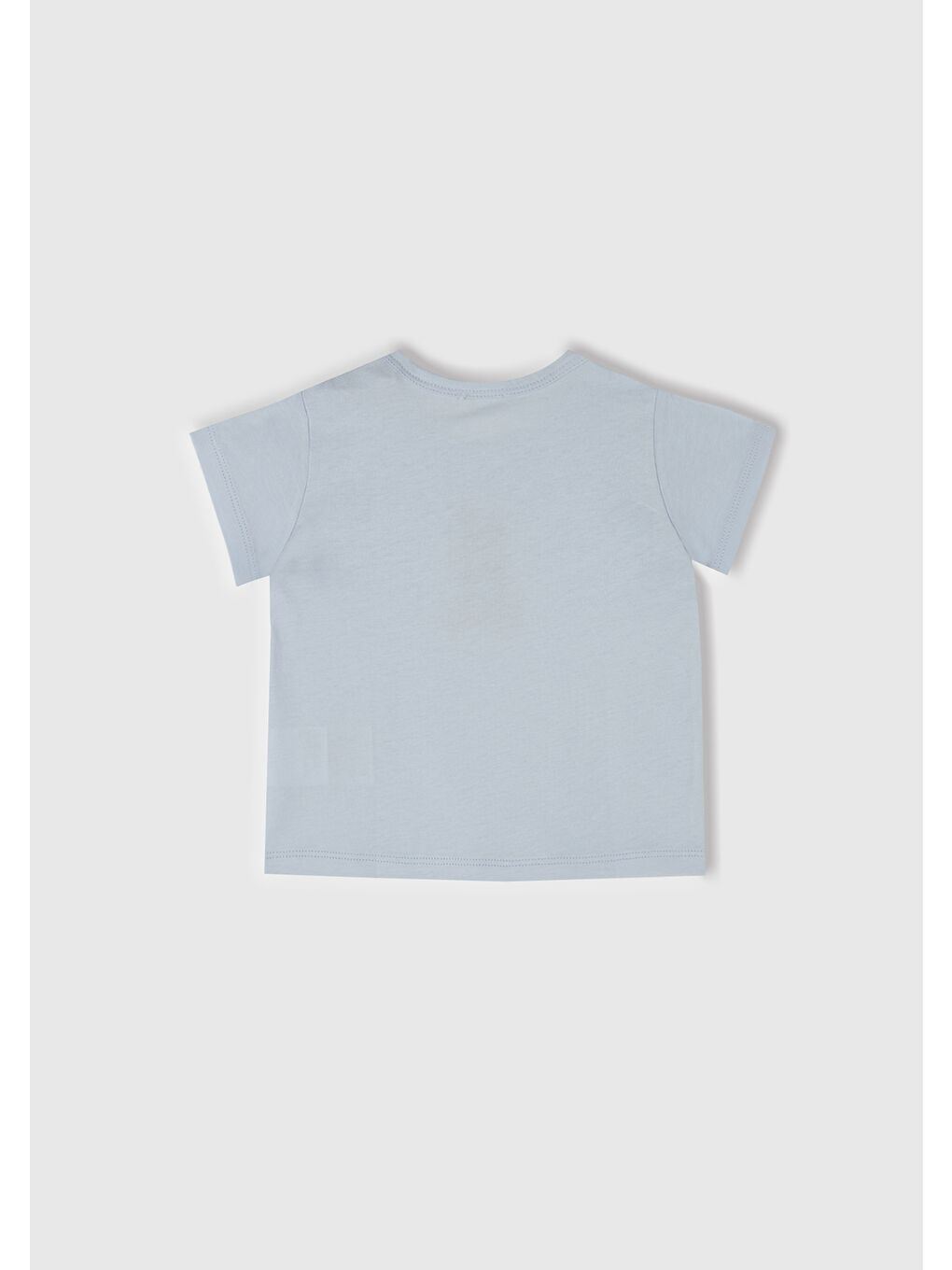 Bebek Toz Mavi Baskılı Omzu Çıtçıt Düğmeli T-Shirt-2