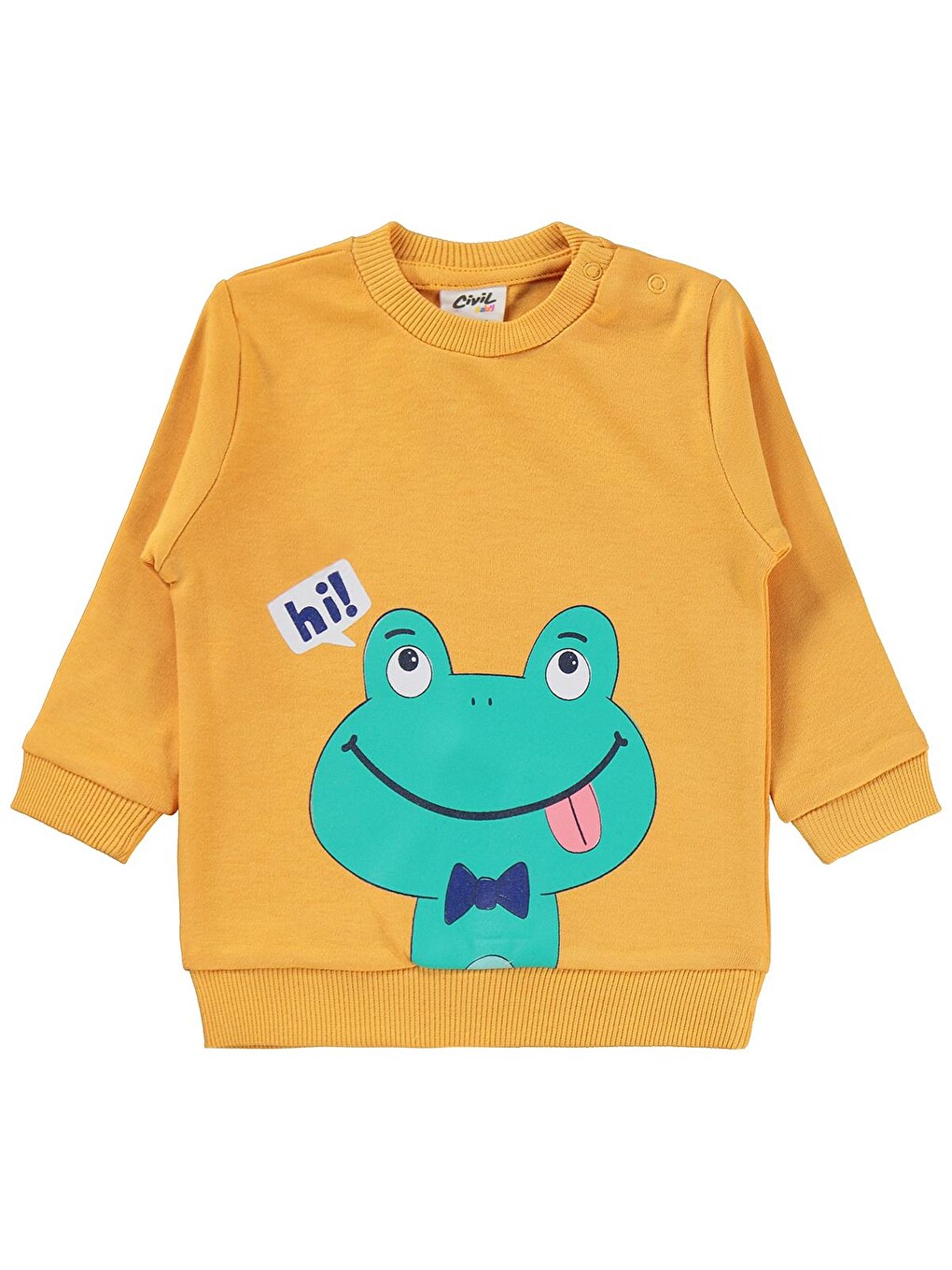 Sarı Baby Erkek Bebek Kurbağa Baskılı 6-18 Ay Takım - Hardal-1
