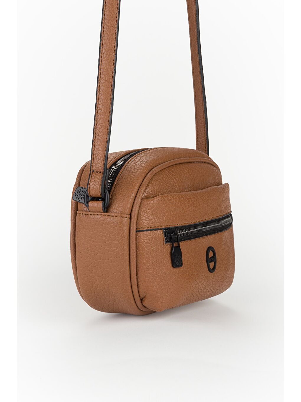 Kahverengi Kadın Fermuarlı Mini Çapraz Omuz Çantası-2